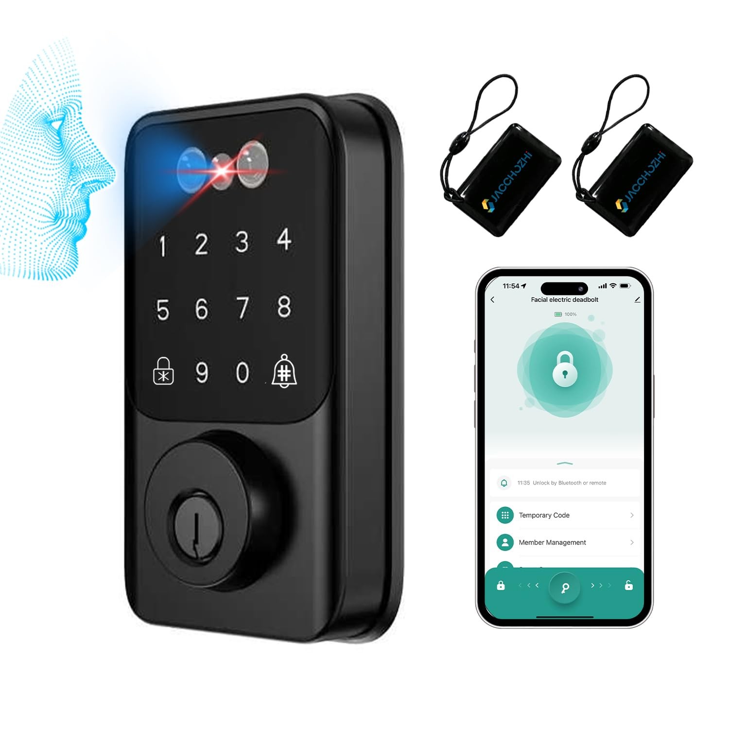 3D Face Recognition Door Lock,Keyless Entry Smart Deadbolt for Front Door, El...