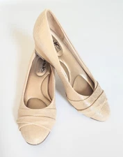 Coach and Four Size 7 Gold Metallic Slip On Wedge Heels