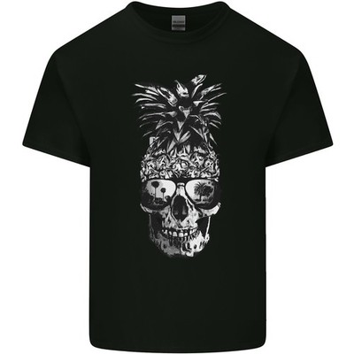 Ananas Skull Surf Surfing Surfer Urlaub Herren Leichtes Baumwoll T-Shirt