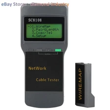 A SC8108 LCD Network Cable Tester RJ45 LAN Phone Cable Meter Wire Length Testing