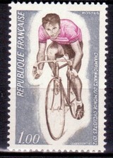 1972 TIMBRE FRANCE NEUF LUXE N° 1724 ** SPORT / CHAMPIONNATS CYCLISTES