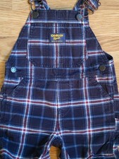 Oshkosh B'gosh Overalls Boys 18 Months Plaid Vestbak Red White Blue Striped...