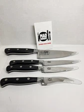 Mad Hungry 4 piece BLACK Handle Steel Specialty Kitchen Knife Set Cutlery MSL