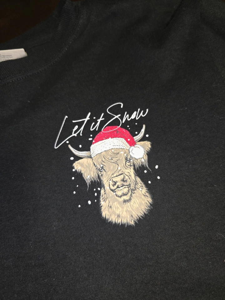 Simply Southern Girls Your Medium Christmas Highlands Cow Long Sleeve Shirt - Image 2 of 4