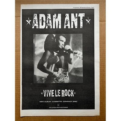 ADAM ANT VIVE LE ROCK POSTER SIZED original music press advert from 1985 - these