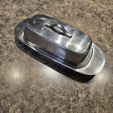 Vintage Normandy Stainless Steel BUTTER DISH With Lid Made in Japan