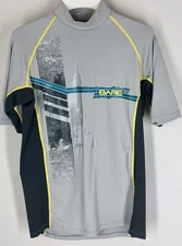 NWOT BARE NEW Mens Short Sleeve Sun guard Rash guard Blue Top 50+ UV S