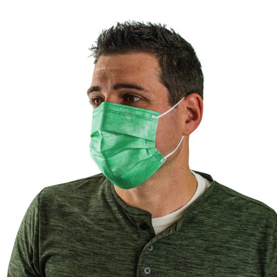 OTIS 3 PLY FACE MASK - GREEN - 50 PACK