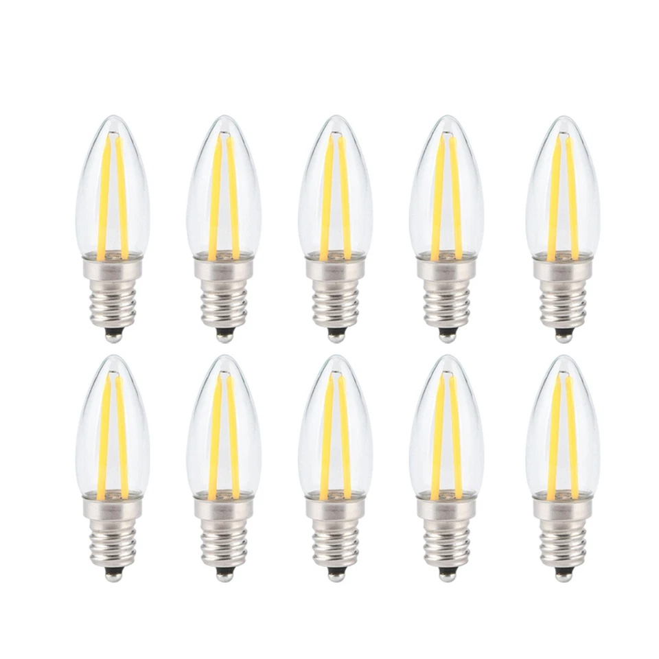 10x E12 Long Filament Small LED Light Bulbs Dimmable Lamp 1.5W AC110V For Home - Image 2 of 4