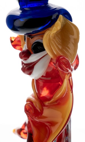 Beschädigtes Murano Glas Clown groß 12 Zoll 2,5 Pfund mit Cadmium Mid Century Italien - Bild 10 von 17