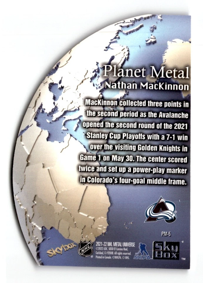 2021-22 Skybox Metal Universe Planet Gold Nathan MacKinnon #PM-5 Colorado - Image 2 of 2