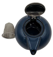 Japan Teapot ZERO Japan Marine Blue Universal Round Strainer Infuser Lid GUC