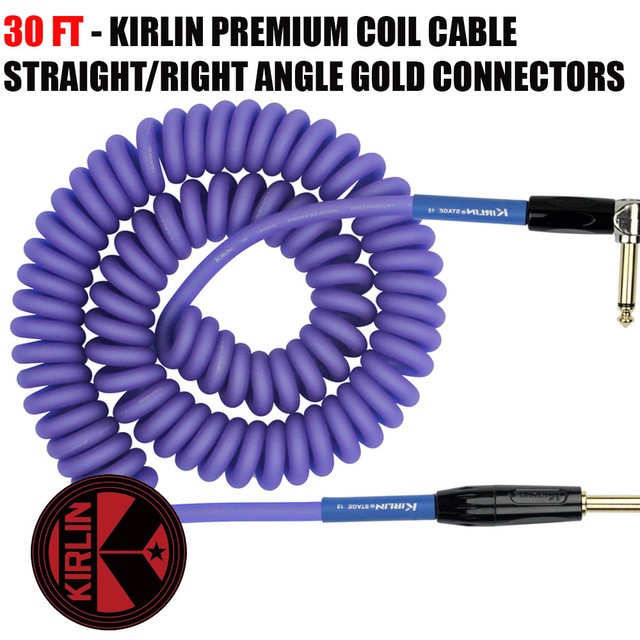 Kirlin 30ft Premium Coil Cable 1/4" Guitar Instrument StraightRight