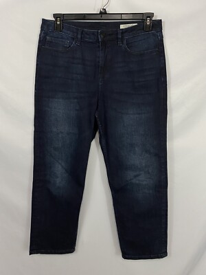 M&S Collection Womens Size UK 14 Short Blue High-Rise Straight Leg Denim Jeans