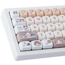 PBT Keycaps 143 Keys Cute Keycaps Dye-Sublimation Kitty-cat Keycaps Set MOA P...