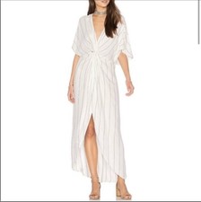 show me your mumu white striped twist deep v maxi dress