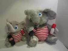 Coca-Cola Plush Coke 9" & 6" Elephants in Stripped Swimsuits Lifeguard 1993 Vtg