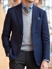 Casual Blazer Masculino Custom Made Blazers For Men Blazer Light Navy Texture