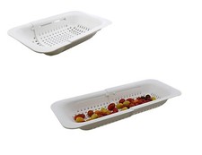 Expandable Over Sink Colander Strainer Basket Fruit Vegetable Pasta White