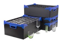 Glassware Storage Boxes Totes Crates Glassjacks - Black - Various Sizes 