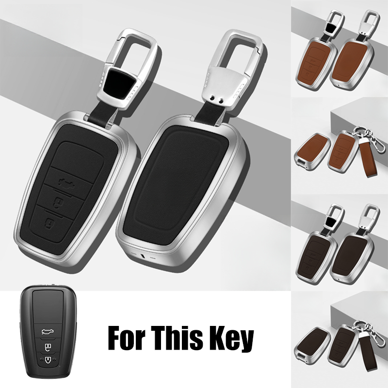 Zinc Alloy Leather Car Key Case Cover For Toyota C-HR Corolla Prius RAV4 Camry