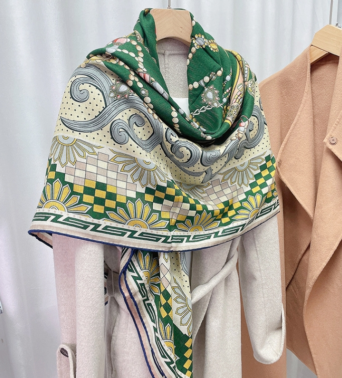 70% wool 30% silk square scarf 135cm double-sided two-color