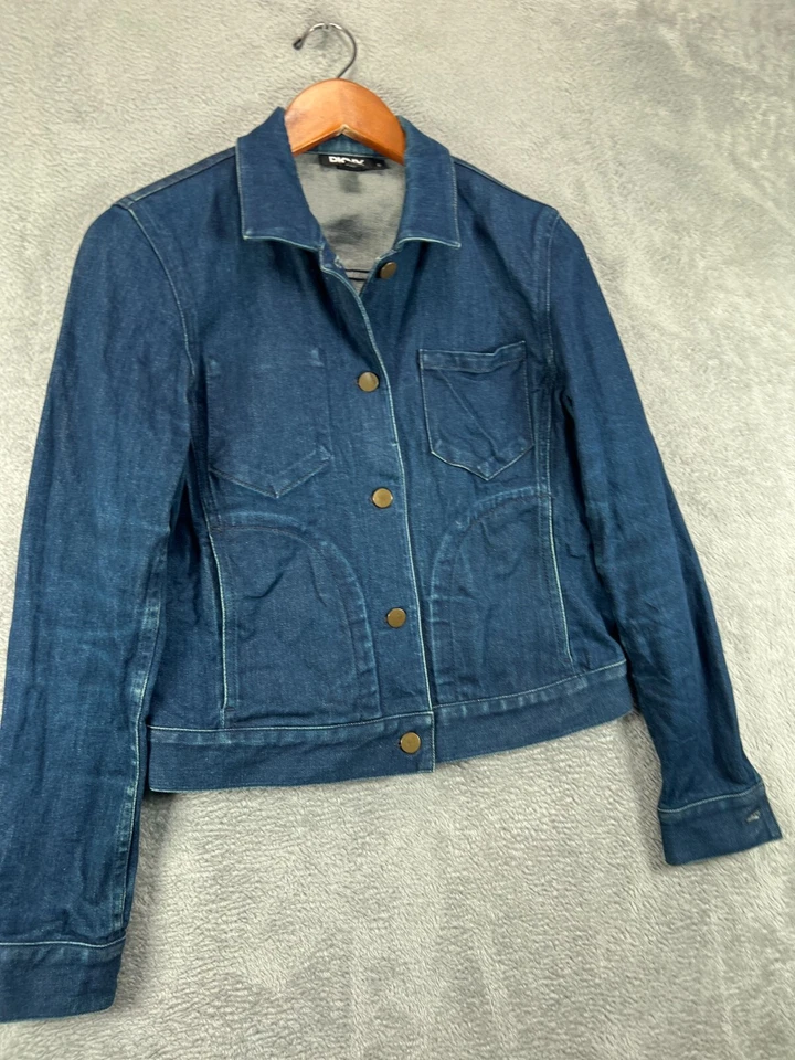 Mujer Chaquetas Denim Jean Trucker 8 DKNY Azul Jean Botones Manga Larga Foto 4 de 4