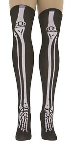 Bone Skeleton Black Thigh High Stockings Adult Womens Standard Costume Accessory