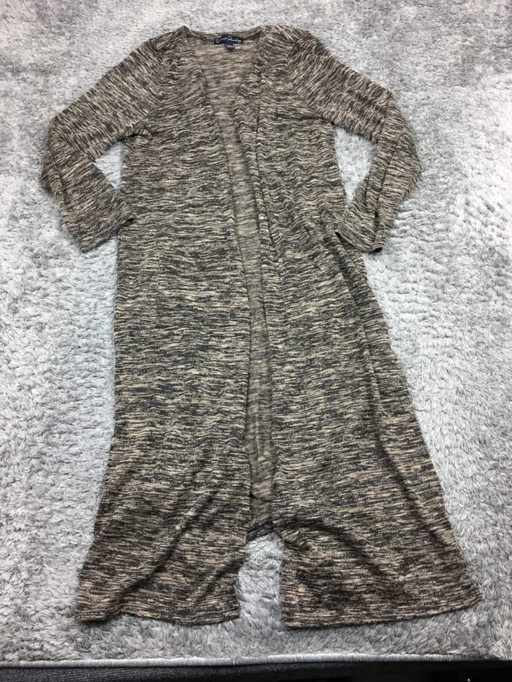 Jaqueta cardigã French Laundry Duster feminina tamanho 1X preta marrom poliéster - Imagem 3 de 4