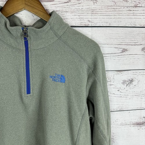 North Face Sweatshirt Boys Youth XL Gray Fleece Embroidered Pull Over 1/4 Zip - Picture 2 of 12