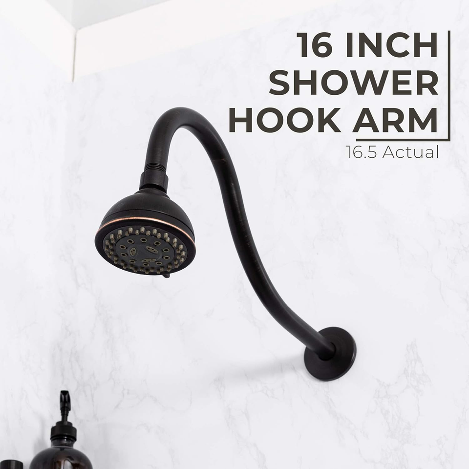 Shower Head Extension Arm by , 16 Inch Assembled Length, High Arc Long