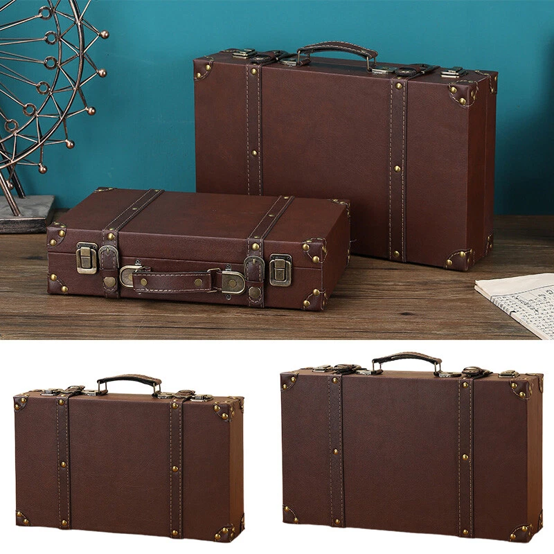 Vintage Luggage Trunks European Leather Suitcase Jewelry Chest Storage Case - Image 2 of 4