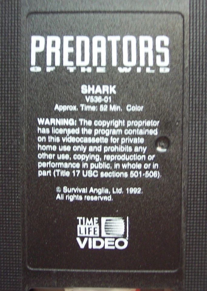 Time Life PREDATORS OF THE WILD SHARK VHS VIDEO 1992 - Image 4 of 4