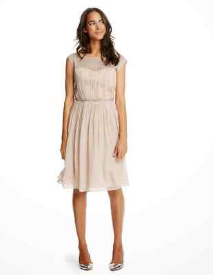 Boden Eva Women's US Size 6L Pale Pink Chiffon Bridesmaids Knee Length Dress NWT
