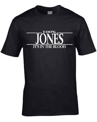 Jones Nachname Herren Tee T-Shirt Familienname Neuheit lustig Geschenk Tshirt Tshirts
