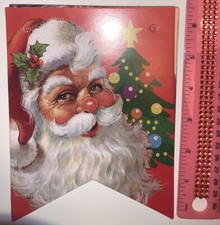 Christmas Decor Holiday Vintage Style Flag Style Die Cut Cardboard 5 X 7