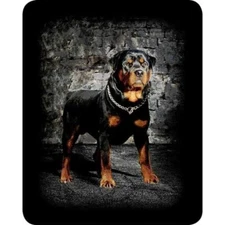 Queen Size Rottweiler Wall Rott Guard Dog Super Soft Faux Fur Plush Mink Blanket