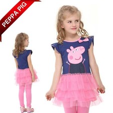 Peppa Pig Girls Tutu Dress Navy Pink 3-4Y by Nova  Ruffle Skirt  Bow Preowned
