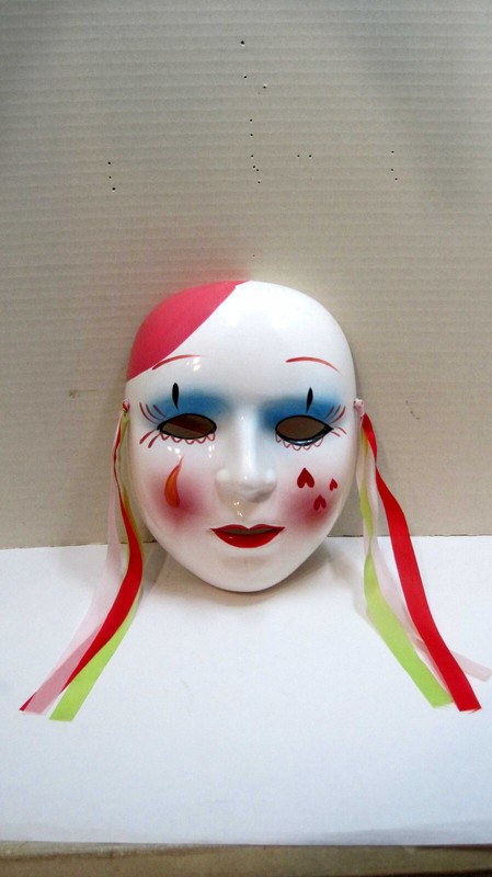 Vintage Mardi Gras Wall Art Face Mask Porcelain Ceramic Hand Painted OOAK Taiwan