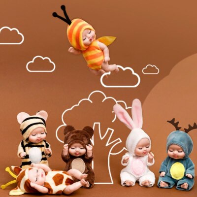 12cm Sleep Baby Doll Cute Animal Baby Doll With Clothes 4.5