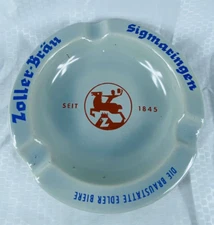 Vtg Zoller-Brau Sigmaringen Beer Grey Advertising Table Ashtray Ceramic Germany