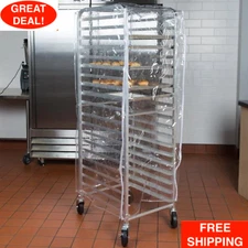 63" Clear 8 Mil Full-Size Plastic Bakery Bun Pan Rack Cover With 3 Zippers