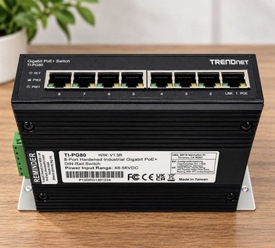 TRENDnet TI-PG80 8-Port Hardened Industrial Gigabit PoE+ DIN- Rail Switch
