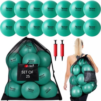 25 Pack 9'' Pilates Balls - Small Exercise Ball for Yoga, Stability, Therapy, Gym