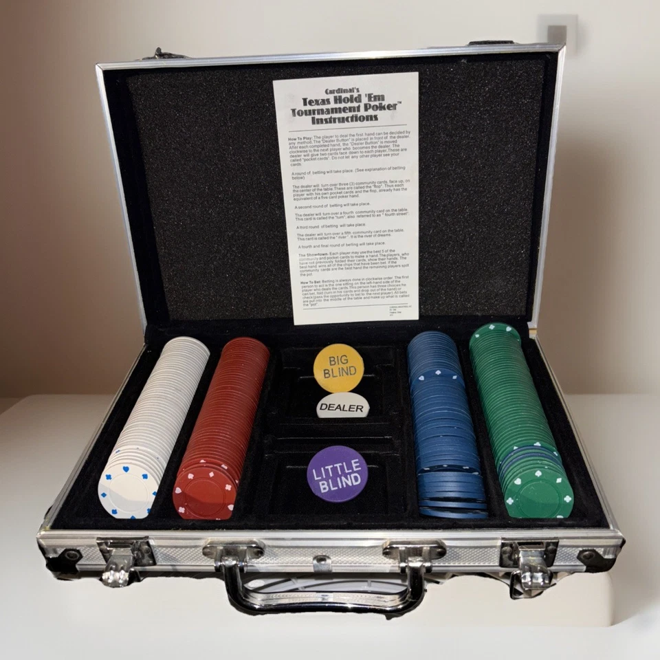 Poker Set Cardinal's Texas Hold 'Em Tournament with Case (Missing Cards & Dice) - image 2 of 3