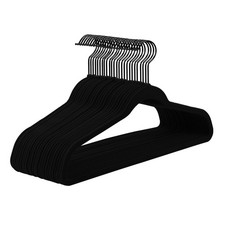All Black Velvet Hangers 60 Pack,Premium Flocked Clothes Hangers Non-Slip Fel...