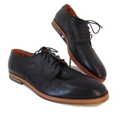 H by Hudson England Black Leather Lace Up Shoes EU 46 US 13 Derby Plain Toe