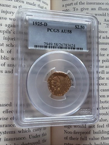 PCGS 1925-D AU58 $2.50 Indian Head Gold Quarter Eagle 🇺🇸