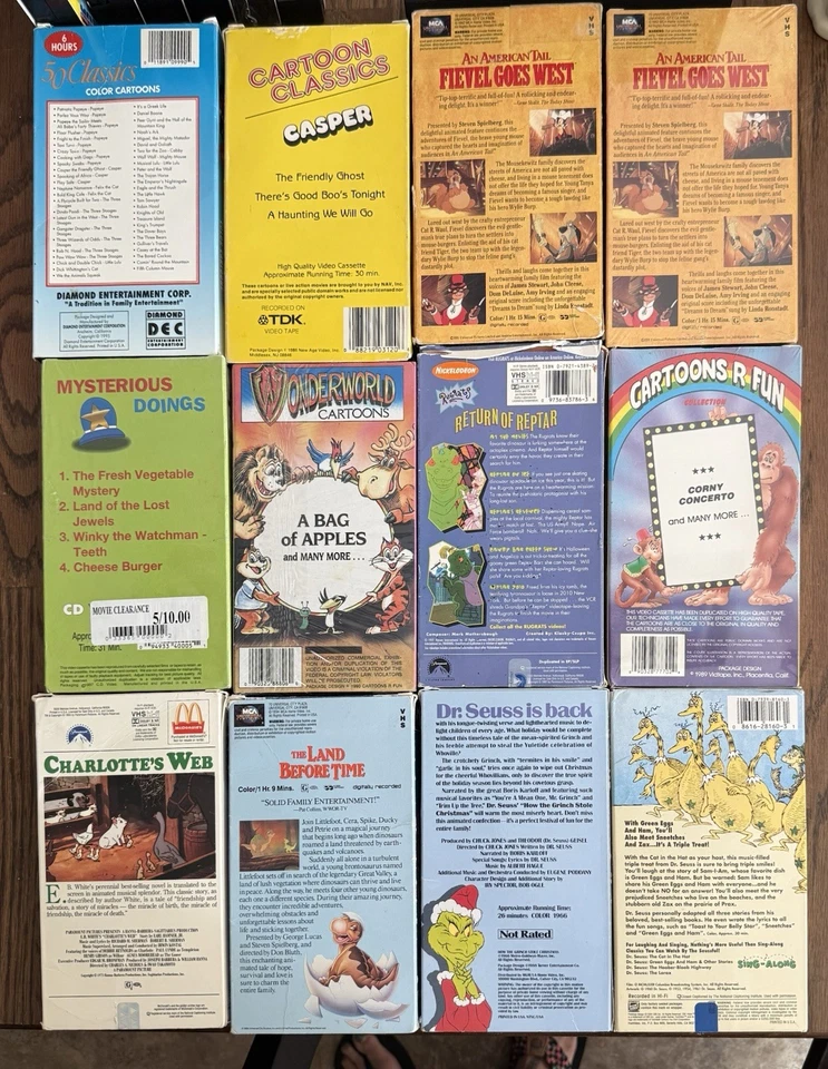 Vintage Kids VHS Lot 13  – Casper, Fievel, Rugrats, Dr Seuss, Charlottes Web Foto 3 de 3