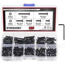 DYWISHKEY 360 Pieces M3 x 6mm/8mm/10mm/12mm/16mm/20mm, 10.9 Grade Alloy Steel...
